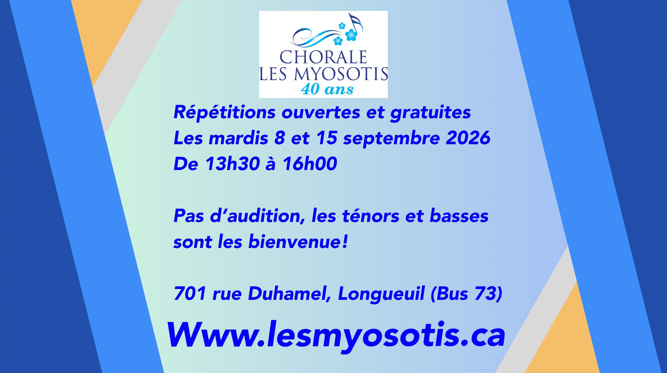 Répétitions ouvertes 8 et 15 sept. 2026